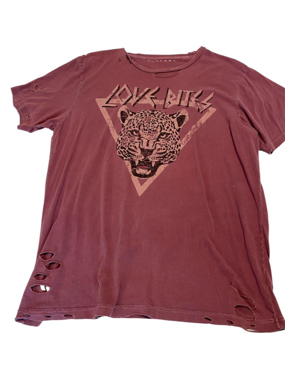 Love Bites (Def Leppard) Distressed Leppard Graphic Tee - Mauve